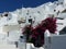 Pink bougainvillea in a traditiional village to Santorini in Greece.