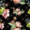 Pink bouquet wildflower. Seamless background pattern. Fabric wallpaper print texture.
