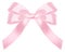 Pink bow made of satin ribbon isolated on white background. Christmas gift bow closeup