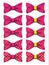 Pink bow tie with yellow dots set realistic vector illustration