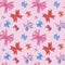 Pink bows, pattern, watercolor