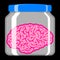 Pink brain in glass jar