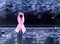 Pink breast cancer awareness loop on a mammography or ultrasound background