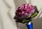 Pink bride bouquet in blue vase