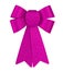 Pink brilliant gift bow with glitter close-up isolated on a white background.