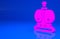 Pink British crown icon isolated on blue background. Minimalism concept. 3d illustration. 3D render