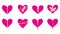 Pink broken heart icons and symbols flat style