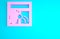 Pink Broken window icon isolated on blue background. Damaged window. Beaten windowpane concept. Vandalism. Minimalism