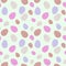 Pink, brown and violet easter eggs with dots on pastel green background seamless pattern