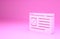 Pink Browser window icon isolated on pink background. Minimalism concept. 3d illustration 3D render