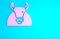 Pink Bull icon isolated on blue background. Spanish fighting bull. Minimalism concept. 3d illustration 3D render