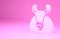 Pink Bull icon isolated on pink background. Spanish fighting bull. Minimalism concept. 3d illustration 3D render