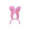 Pink bunny ears in wobbly wavy pose isolated on white background