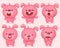 Pink bunny emoji characters set with different emotions