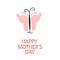 Pink butterfly with baby foot prints. Happy Mothers Day greeting card. Coming soon baby. Baby gender reveal symbol