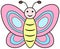 Pink butterfly clipart. Cartoon vector illustration