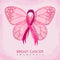 Pink butterfly with ribbon for breast cancer