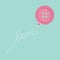 Pink button balloon. Love thread card. Flat design.