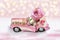Pink cabriolet toy car for valentines