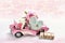 Pink cabriolet toy car for valentines