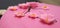 Pink cake and walnut meringue with cherry blossoms on a gray background