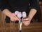 Pink cakepops in glasses, closeup