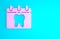 Pink Calendar with tooth icon isolated on blue background. International Dentist Day, March 6. March holiday calendar