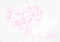 Pink calligraphic heart with shadow and love word on the light background