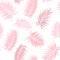 Pink camouflage palm tree leaves seamless pattern