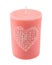 Pink candle with printed reticulate heart