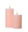 Pink candles with wicks isolated
