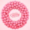 Pink candy balls round frame with place for your content