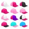 Pink cap, Vector Variety of fiusha, and magenta color combinations cap template