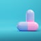 Pink capsule pills on bright blue background in pastel colors