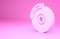 Pink Car brake disk with caliper icon isolated on pink background. Minimalism concept. 3d illustration 3D render