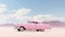 a pink car parked in a desert