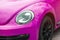 Pink car with round headlights detail style tyre