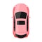 Pink car top view vector illustration. Sedan car illustration.