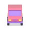Pink cargo minivan for carrying goods family summer travel front view realistic 3d icon vector