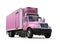 Pink cargo refrigerator truck - closeup shot