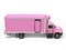 Pink cargo refrigerator truck - top down side view