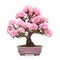 Pink Carnation Bonsai Tree: Delicate Floral Art In Precisionist Style