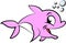 Pink Cartoon dolphin swimming underwater vector illustration