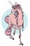 Pink cartoon fairytale unicorn