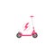 Pink cartoon kick scooter or balance bike with lightning bolt icon