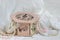 Pink casket handmade decoupage