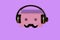 pink cassette with mustache and headphones