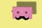 pink cassette with pink star glasses and mustache