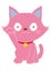 A pink cat with a beckoning cat gesture