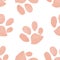 Pink cat footprint watercolor seamless pattern